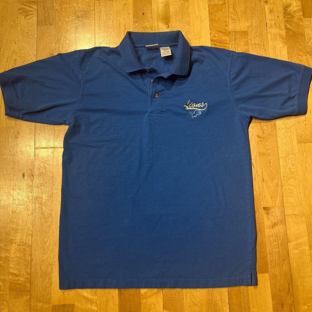 Vintage 90s Detroit Lions The Edge Polo Shirt Short Sleeve Blue NFL Men’s L